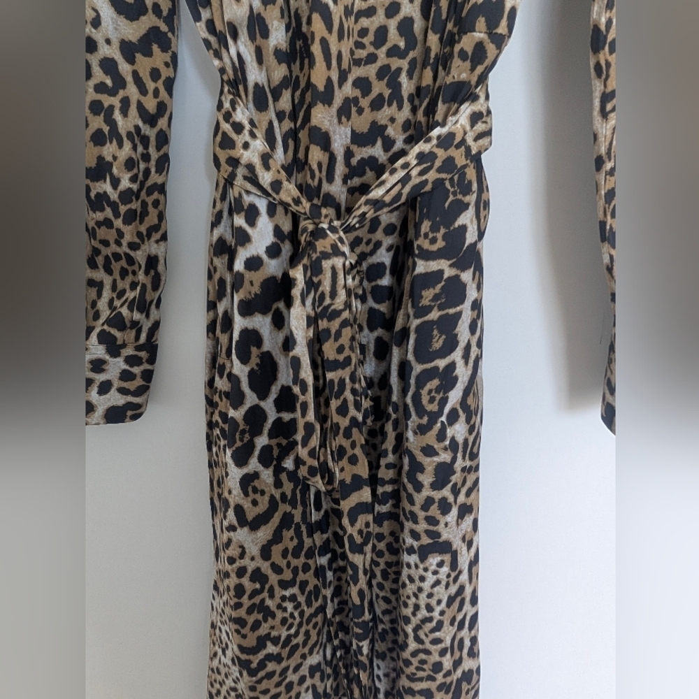 Zadig and Voltaire Sz Medium Retouched Satin Leo Dress Long Sleeve Animal Print - Picture 6 of 15